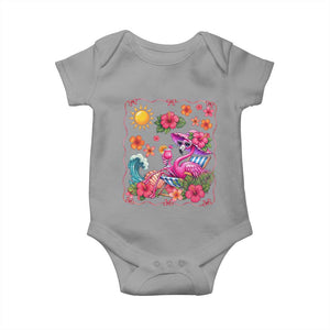 Funny Flamingo Tropical Floral Summer Vacation Graphic Baby Onesie TS12 Sport Gray Print Your Wear