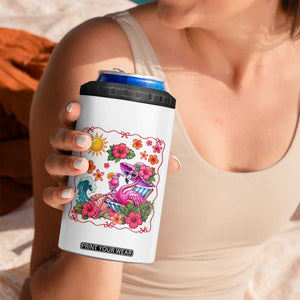 Funny Flamingo Tropical Floral Summer Vacation Graphic 4 in 1 Can Cooler Tumbler TS12 Print Your Wear
