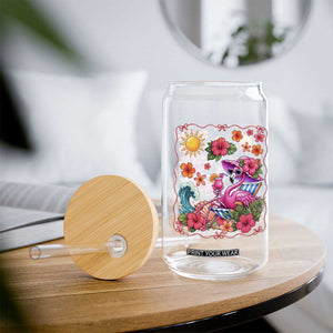 Funny Flamingo Tropical Floral Summer Vacation Graphic Glass Can TS12 Print Your Wear