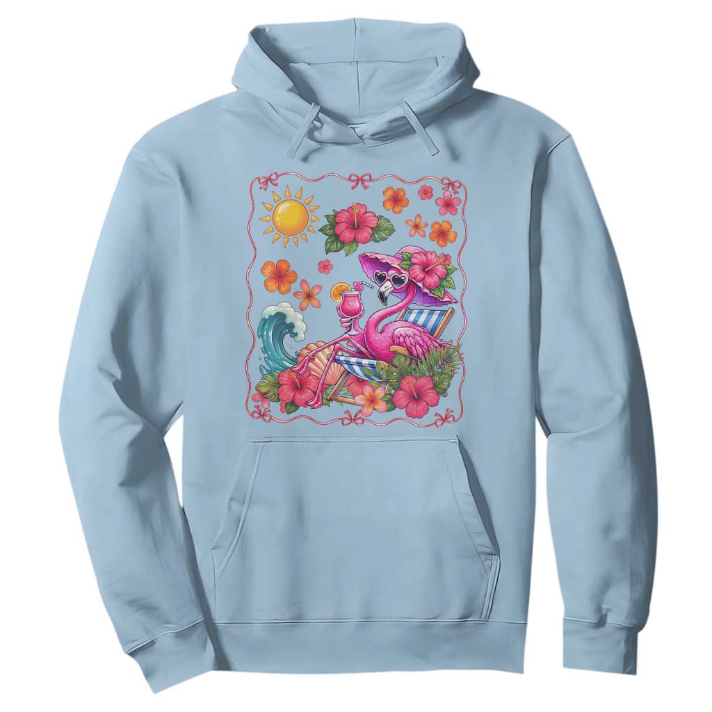 Funny Flamingo Tropical Floral Summer Vacation Graphic Hoodie TS12 Light Blue Print Your Wear
