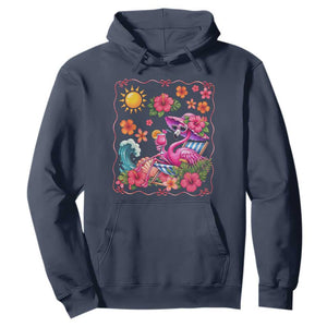 Funny Flamingo Tropical Floral Summer Vacation Graphic Hoodie TS12 Navy Print Your Wear
