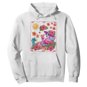 Funny Flamingo Tropical Floral Summer Vacation Graphic Hoodie TS12 White Print Your Wear