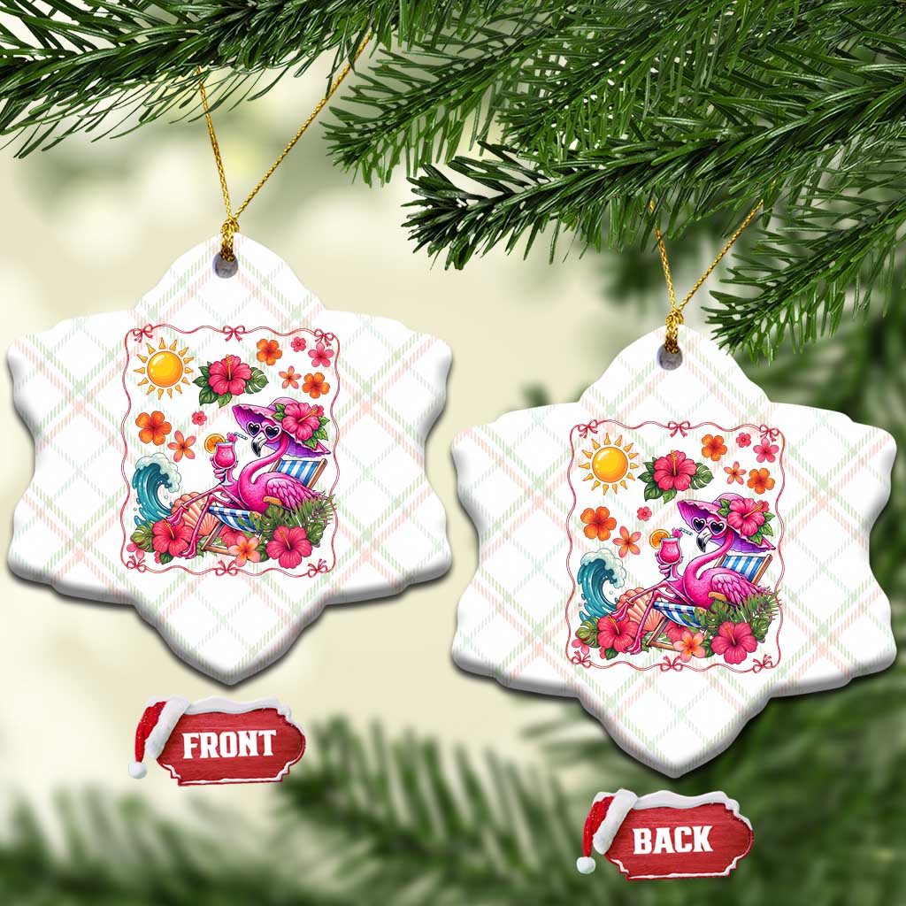 Funny Flamingo Tropical Floral Summer Vacation Graphic Ceramic Ornament TS12 Print Your Wear