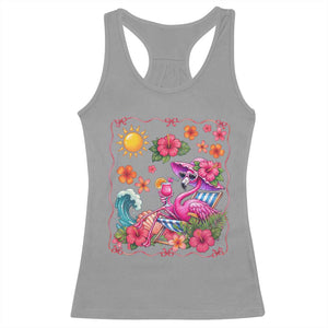 Funny Flamingo Tropical Floral Summer Vacation Graphic Racerback Tank Top TS12 Sport Gray Print Your Wear