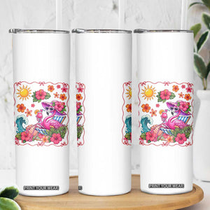 Funny Flamingo Tropical Floral Summer Vacation Graphic Skinny Tumbler TS12 Print Your Wear