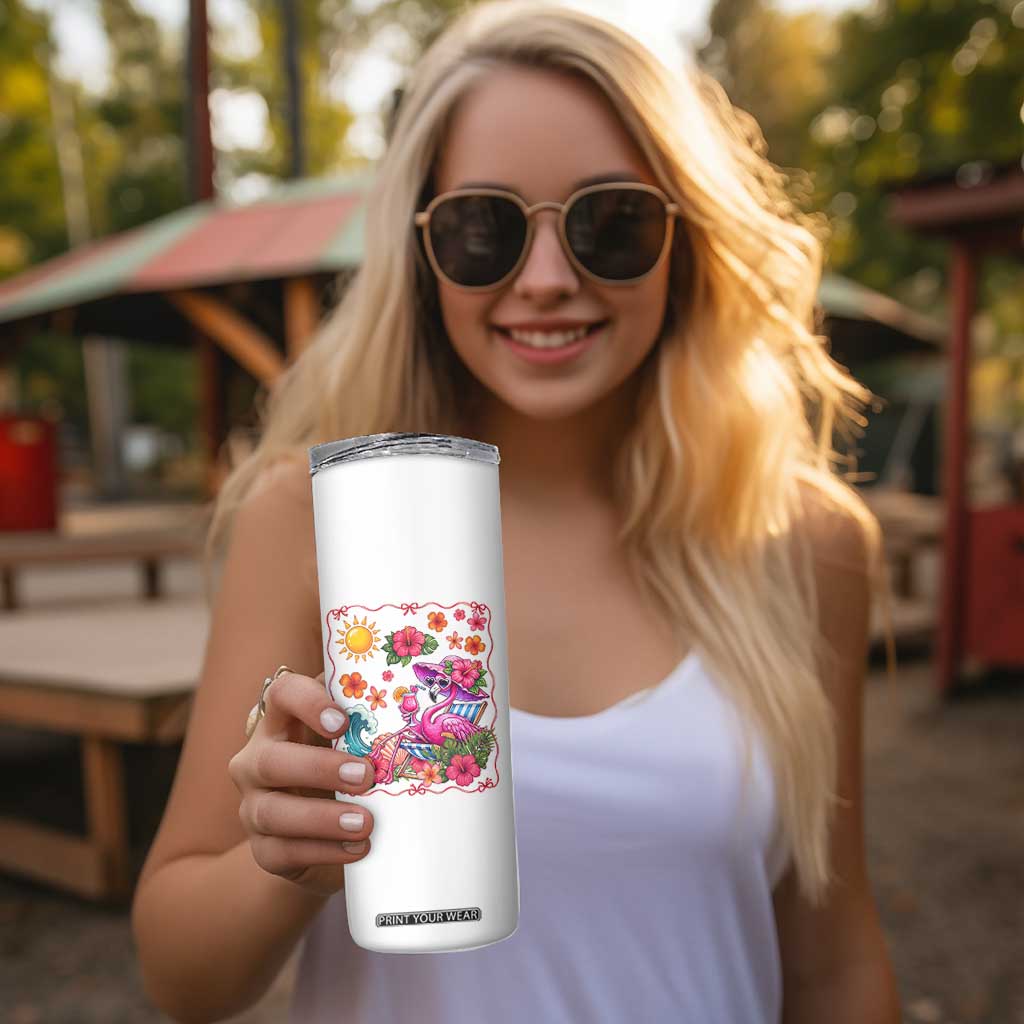 Funny Flamingo Tropical Floral Summer Vacation Graphic Skinny Tumbler TS12 Print Your Wear