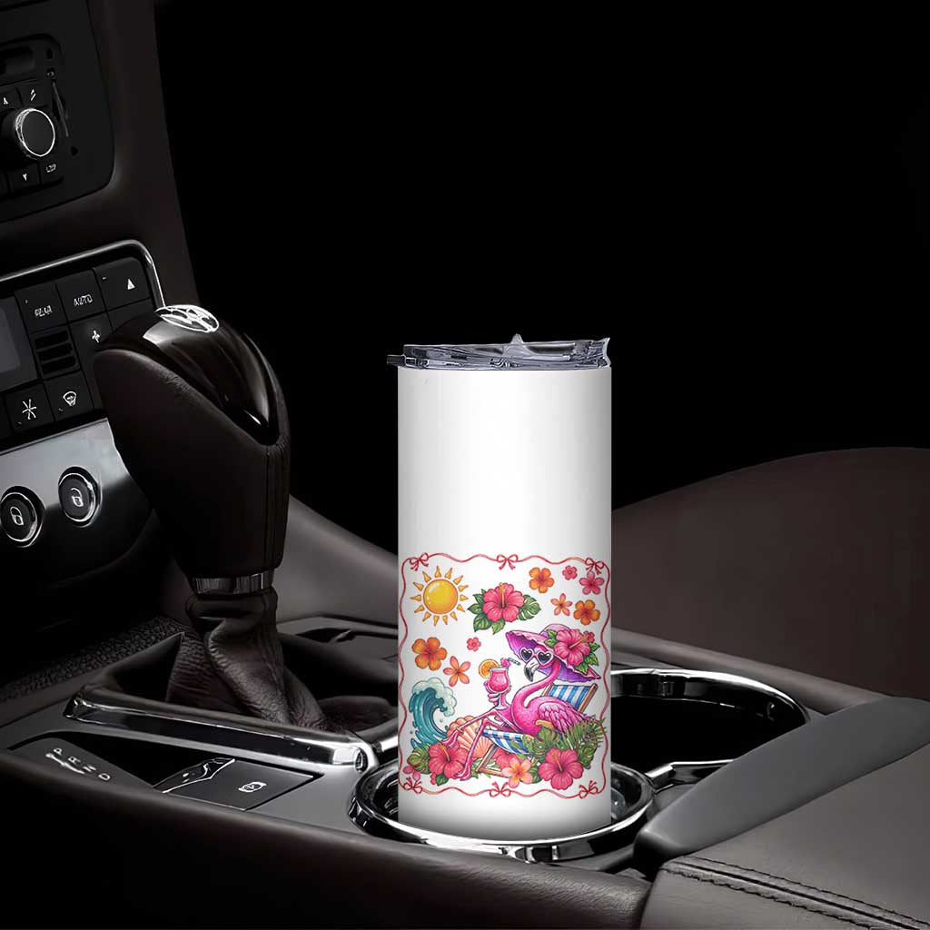 Funny Flamingo Tropical Floral Summer Vacation Graphic Skinny Tumbler TS12 Print Your Wear