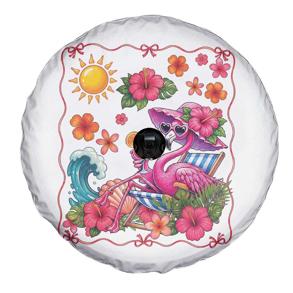 Funny Flamingo Tropical Floral Summer Vacation Graphic Spare Tire Cover TS12 Print Your Wear