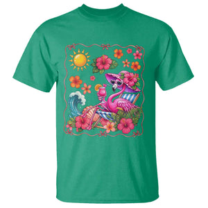Funny Flamingo Tropical Floral Summer Vacation Graphic T Shirt TS12 Irish Green Print Your Wear