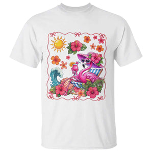 Funny Flamingo Tropical Floral Summer Vacation Graphic T Shirt TS12 White Print Your Wear