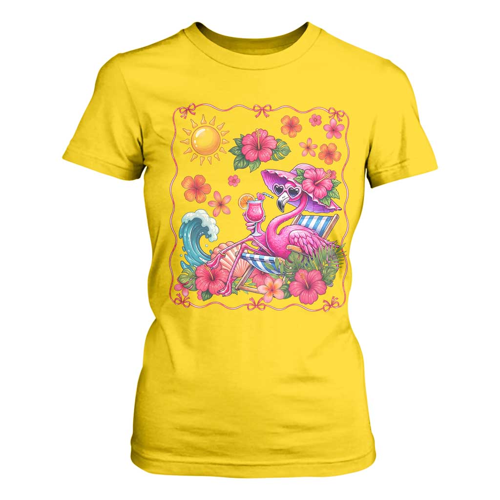Funny Flamingo Tropical Floral Summer Vacation Graphic T Shirt For Women TS12 Daisy Print Your Wear