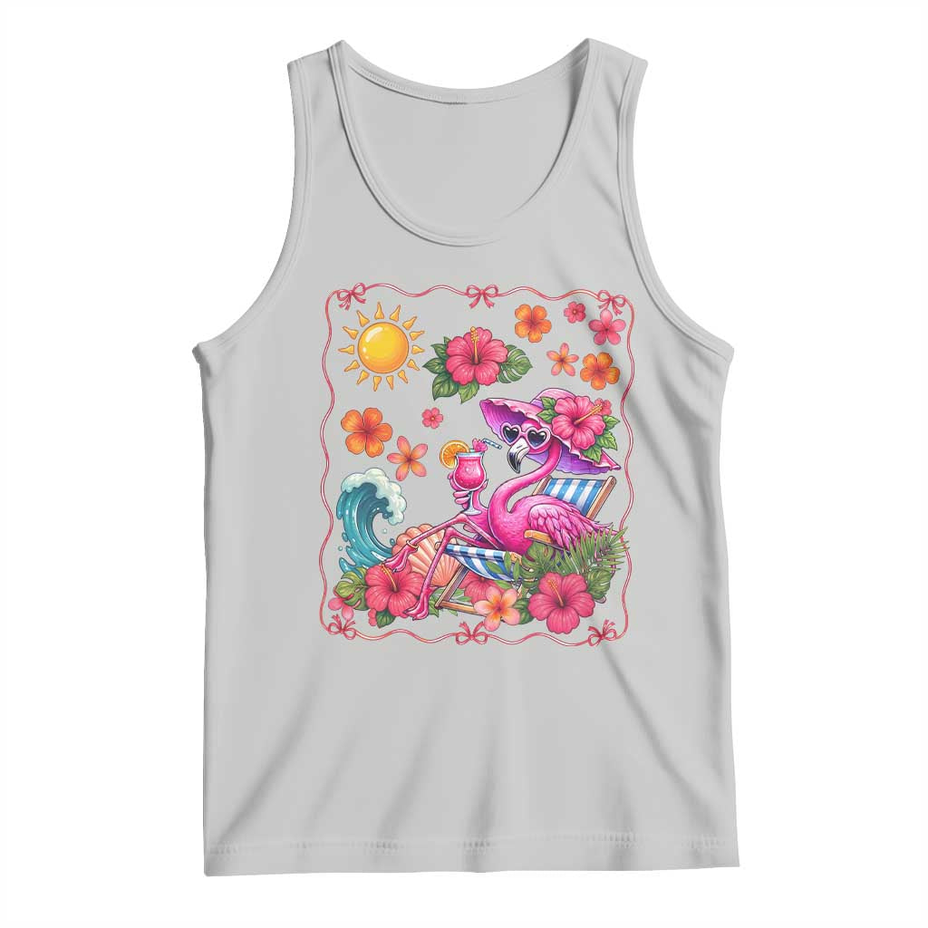 Funny Flamingo Tropical Floral Summer Vacation Graphic Tank Top