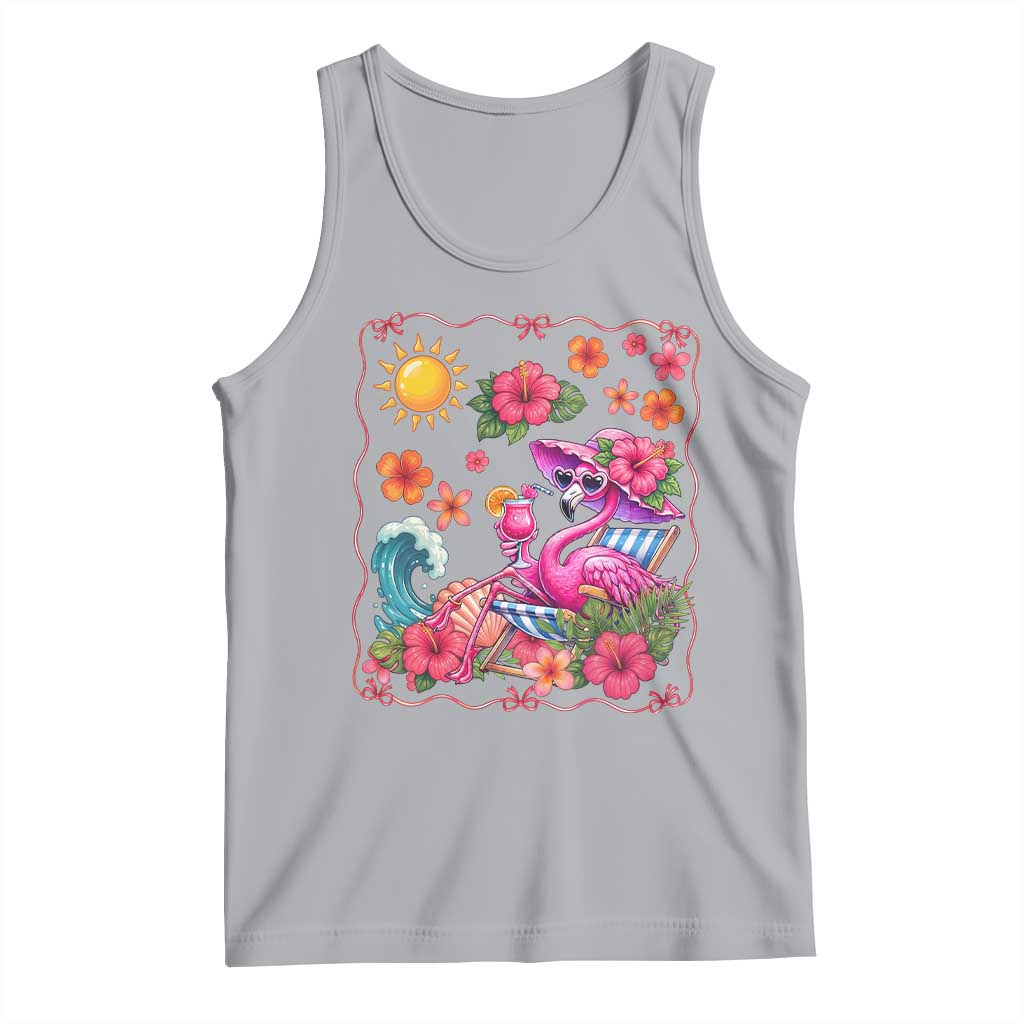 Funny Flamingo Tropical Floral Summer Vacation Graphic Tank Top