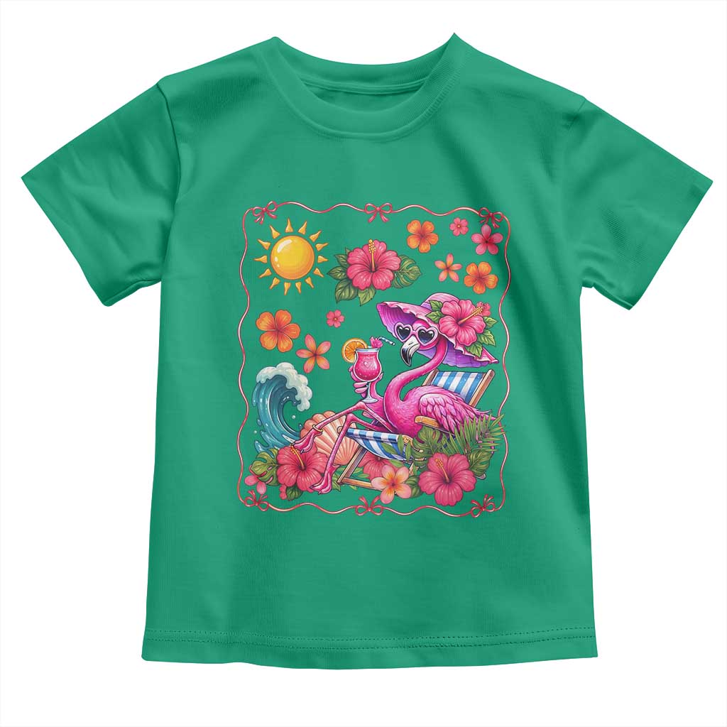 Funny Flamingo Tropical Floral Summer Vacation Graphic Toddler T Shirt TS12 Irish Green Print Your Wear
