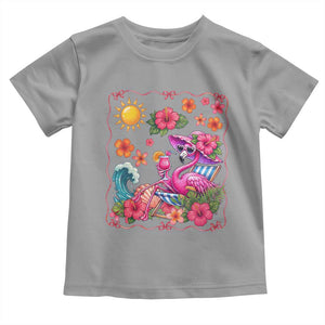 Funny Flamingo Tropical Floral Summer Vacation Graphic Toddler T Shirt TS12 Sport Gray Print Your Wear