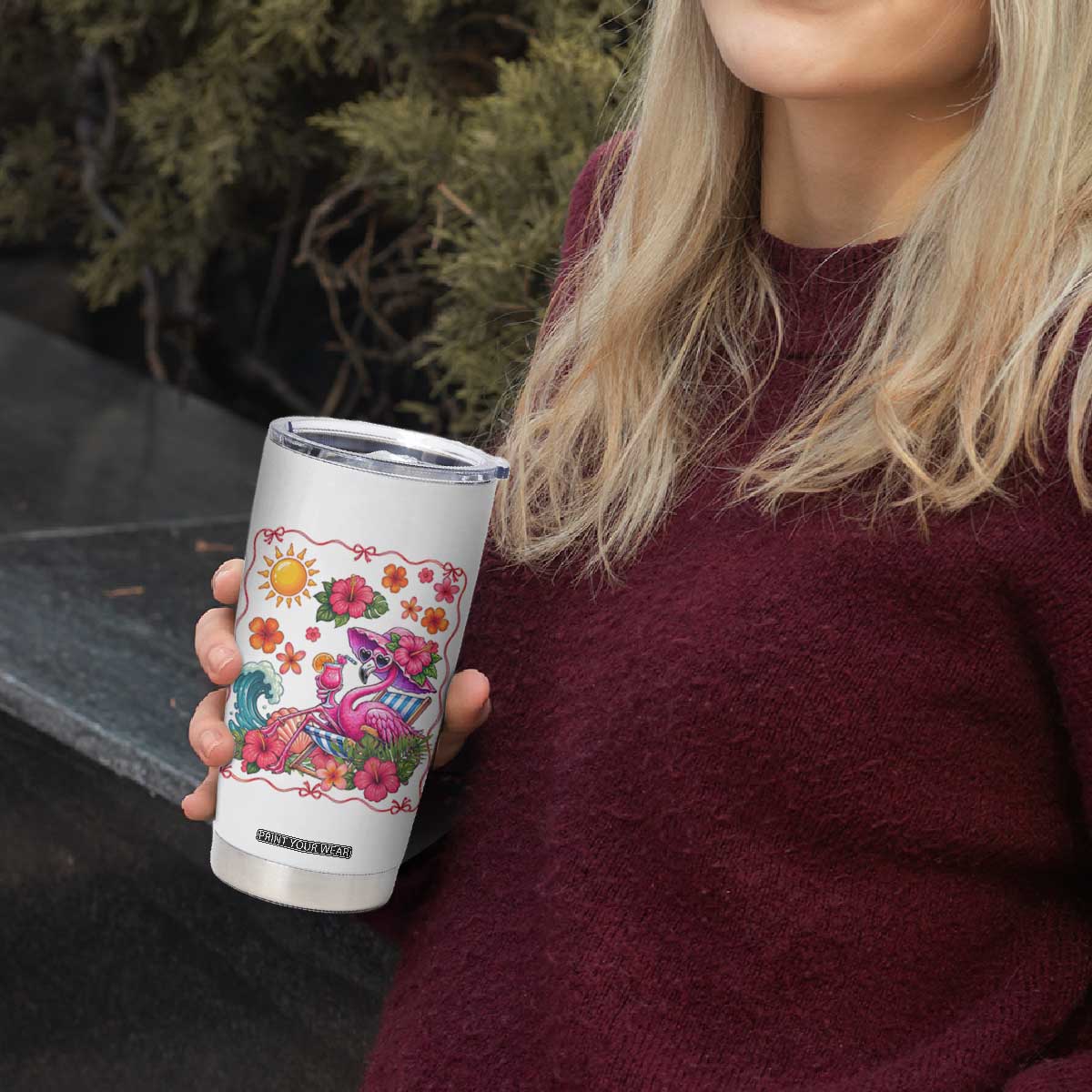Funny Flamingo Tropical Floral Summer Vacation Graphic Tumbler Cup TS12 Print Your Wear