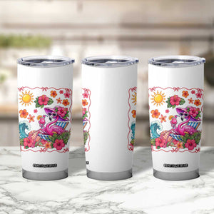 Funny Flamingo Tropical Floral Summer Vacation Graphic Tumbler Cup TS12 Print Your Wear