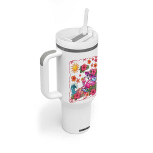 Funny Flamingo Tropical Floral Summer Vacation Graphic Tumbler With Handle TS12 Print Your Wear