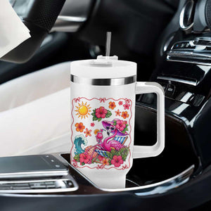 Funny Flamingo Tropical Floral Summer Vacation Graphic Tumbler With Handle TS12 Print Your Wear