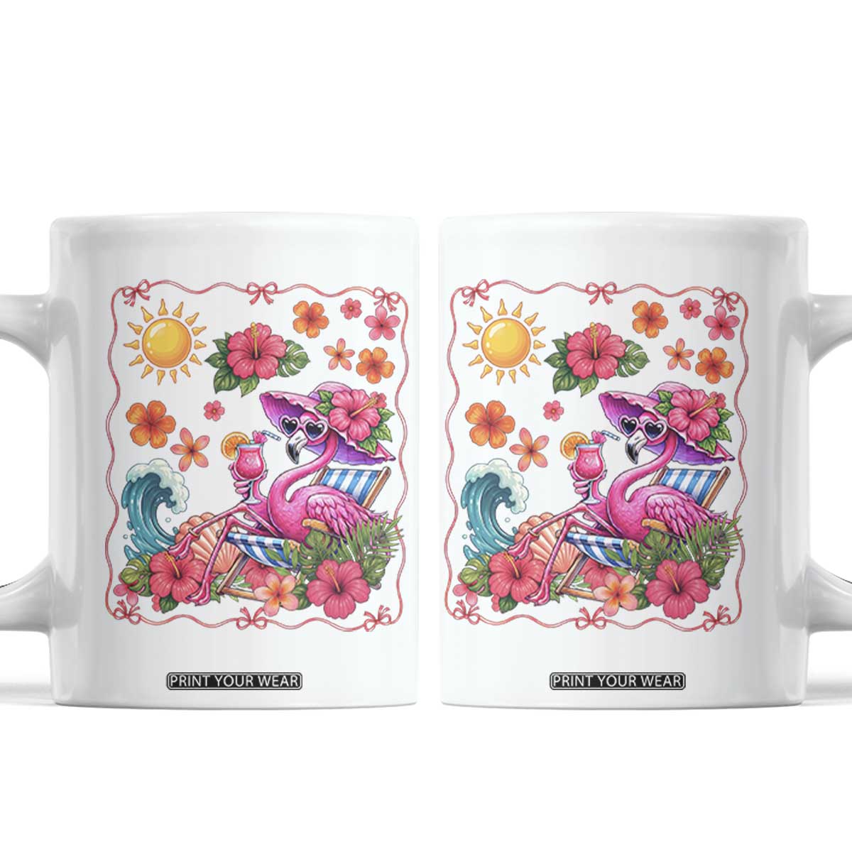 Funny Flamingo Tropical Floral Summer Vacation Graphic Coffee Mug