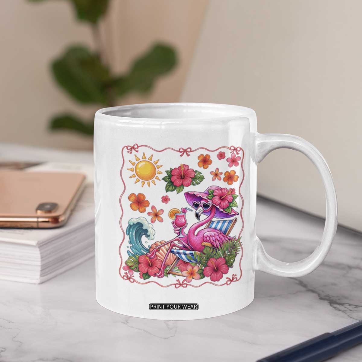 Funny Flamingo Tropical Floral Summer Vacation Graphic Coffee Mug TS12 Print Your Wear