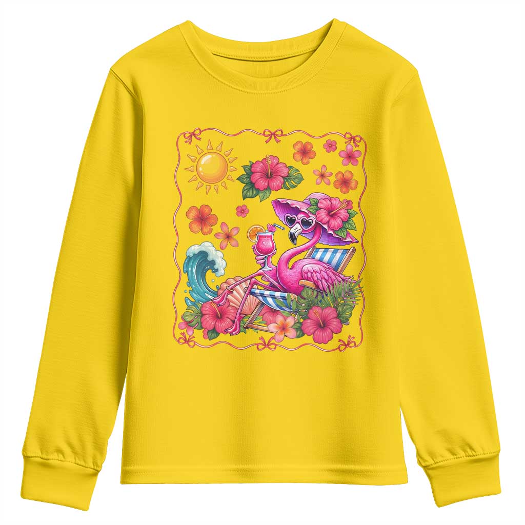 Funny Flamingo Tropical Floral Summer Vacation Graphic Youth Sweatshirt TS12 Daisy Print Your Wear