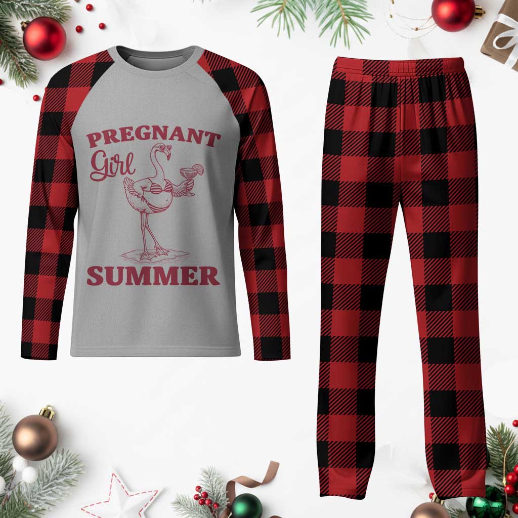 Flamingo Pregnancy Announcement Plaid Pajama Set Summer Beach Mom To Be Gift TS12 Buffalo Plaid Print Your Wear