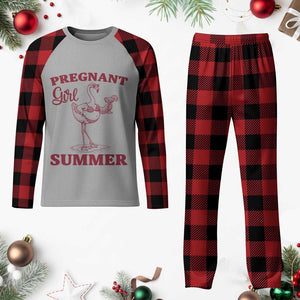 Flamingo Pregnancy Announcement Plaid Pajama Set Summer Beach Mom To Be Gift TS12 Buffalo Plaid Print Your Wear
