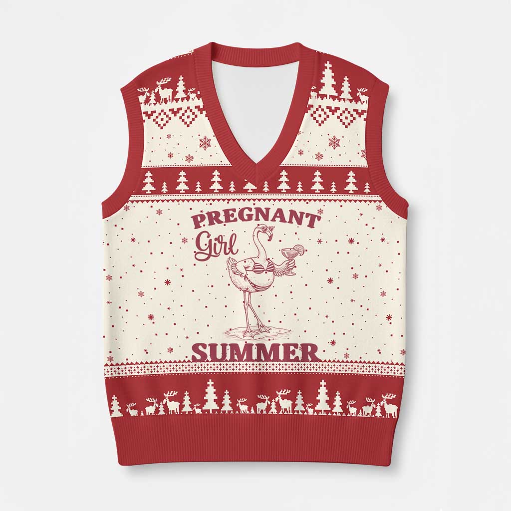 Flamingo Pregnancy Announcement V-Neck Knit Sweater Vest Summer Beach Mom To Be Gift TS12 Beige Red Print Your Wear