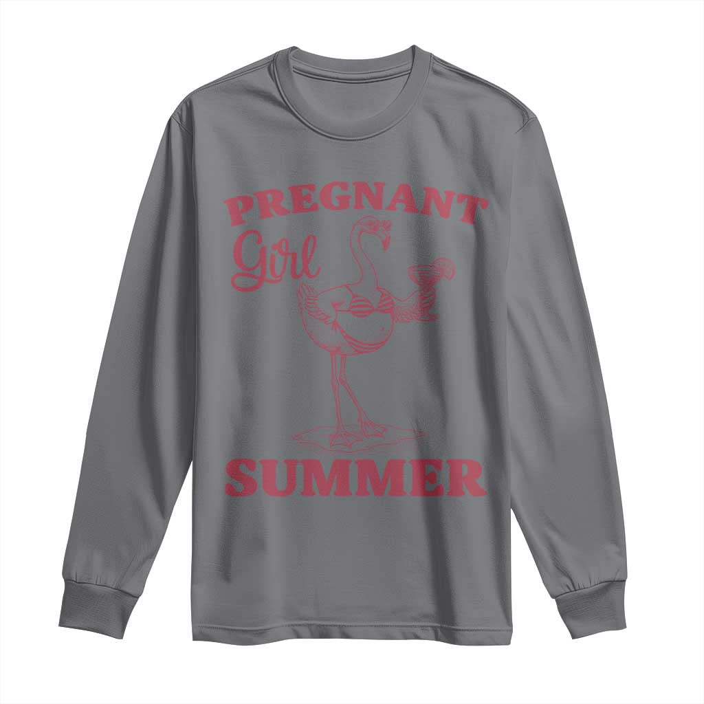 Flamingo Pregnancy Announcement Long Sleeve Shirt Summer Beach Mom To Be Gift TS12 Charcoal Print Your Wear