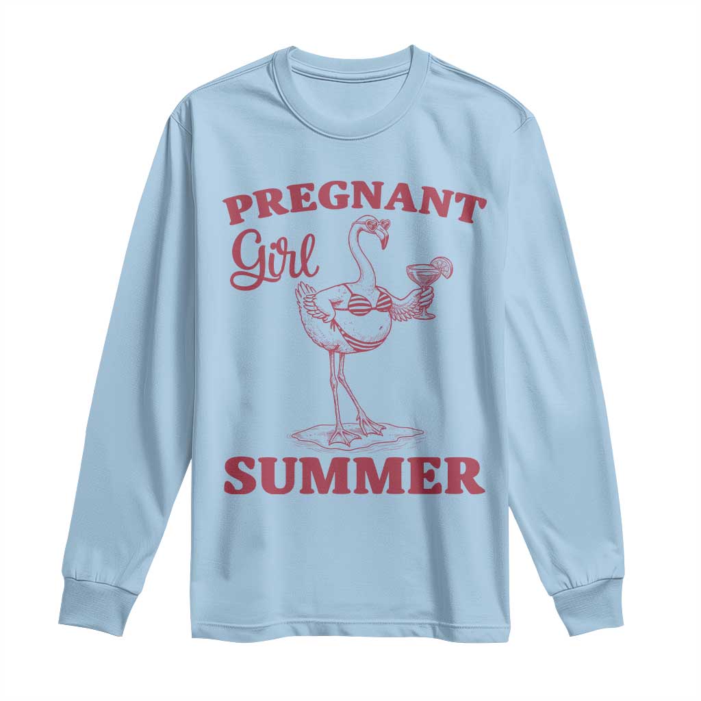 Flamingo Pregnancy Announcement Long Sleeve Shirt Summer Beach Mom To Be Gift TS12 Light Blue Print Your Wear