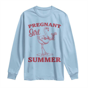 Flamingo Pregnancy Announcement Long Sleeve Shirt Summer Beach Mom To Be Gift TS12 Light Blue Print Your Wear