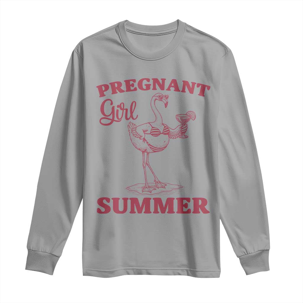 Flamingo Pregnancy Announcement Long Sleeve Shirt Summer Beach Mom To Be Gift TS12 Sport Gray Print Your Wear