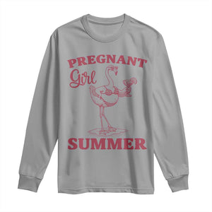 Flamingo Pregnancy Announcement Long Sleeve Shirt Summer Beach Mom To Be Gift TS12 Sport Gray Print Your Wear