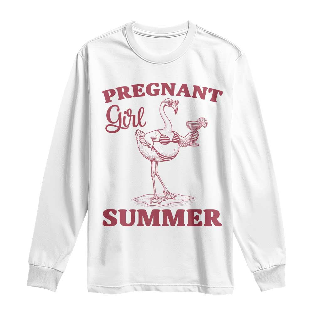 Flamingo Pregnancy Announcement Long Sleeve Shirt Summer Beach Mom To Be Gift TS12 White Print Your Wear