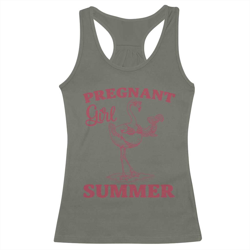 Flamingo Pregnancy Announcement Racerback Tank Top Summer Beach Mom To Be Gift TS12 Military Green Print Your Wear