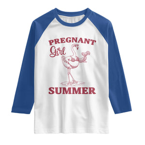 Flamingo Pregnancy Announcement Raglan Shirt Summer Beach Mom To Be Gift TS12 White Royal Print Your Wear