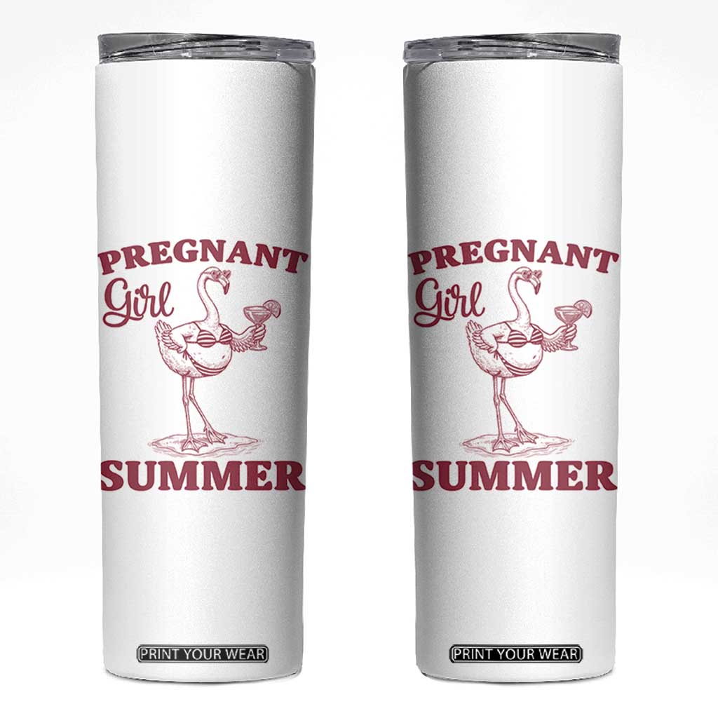 Flamingo Pregnancy Announcement Skinny Tumbler Summer Beach Mom To Be Gift TS12 White Print Your Wear