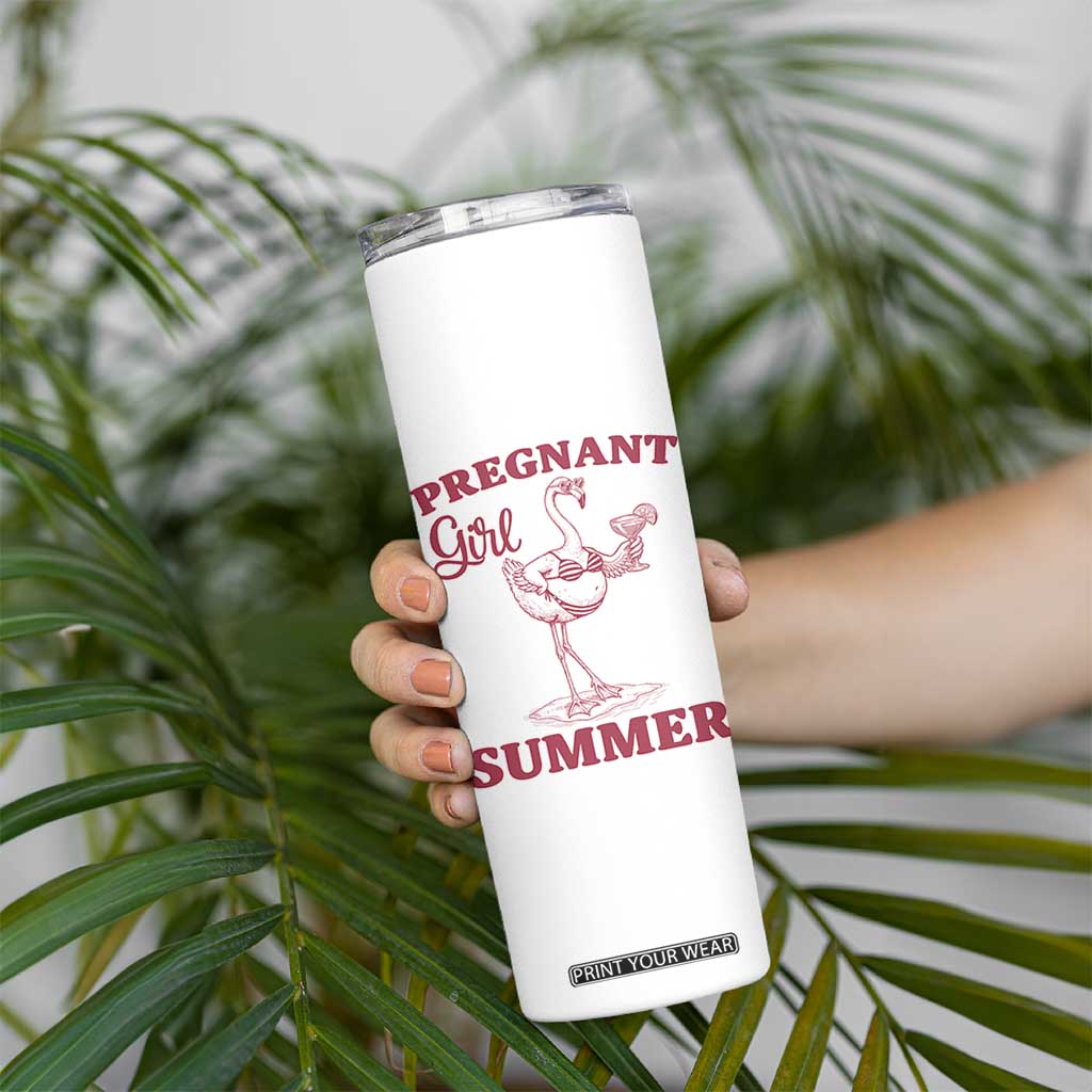 Flamingo Pregnancy Announcement Skinny Tumbler Summer Beach Mom To Be Gift TS12 Print Your Wear