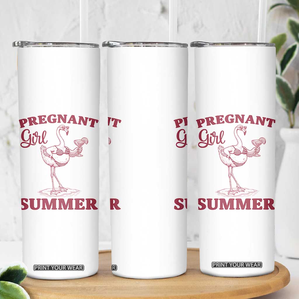 Flamingo Pregnancy Announcement Skinny Tumbler Summer Beach Mom To Be Gift TS12 Print Your Wear