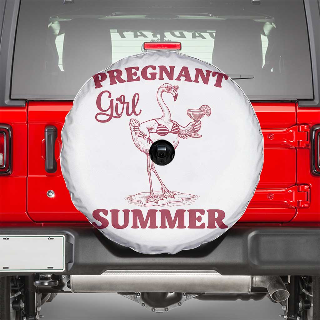 Flamingo Pregnancy Announcement Spare Tire Cover Summer Beach Mom To Be Gift TS12 White Print Your Wear