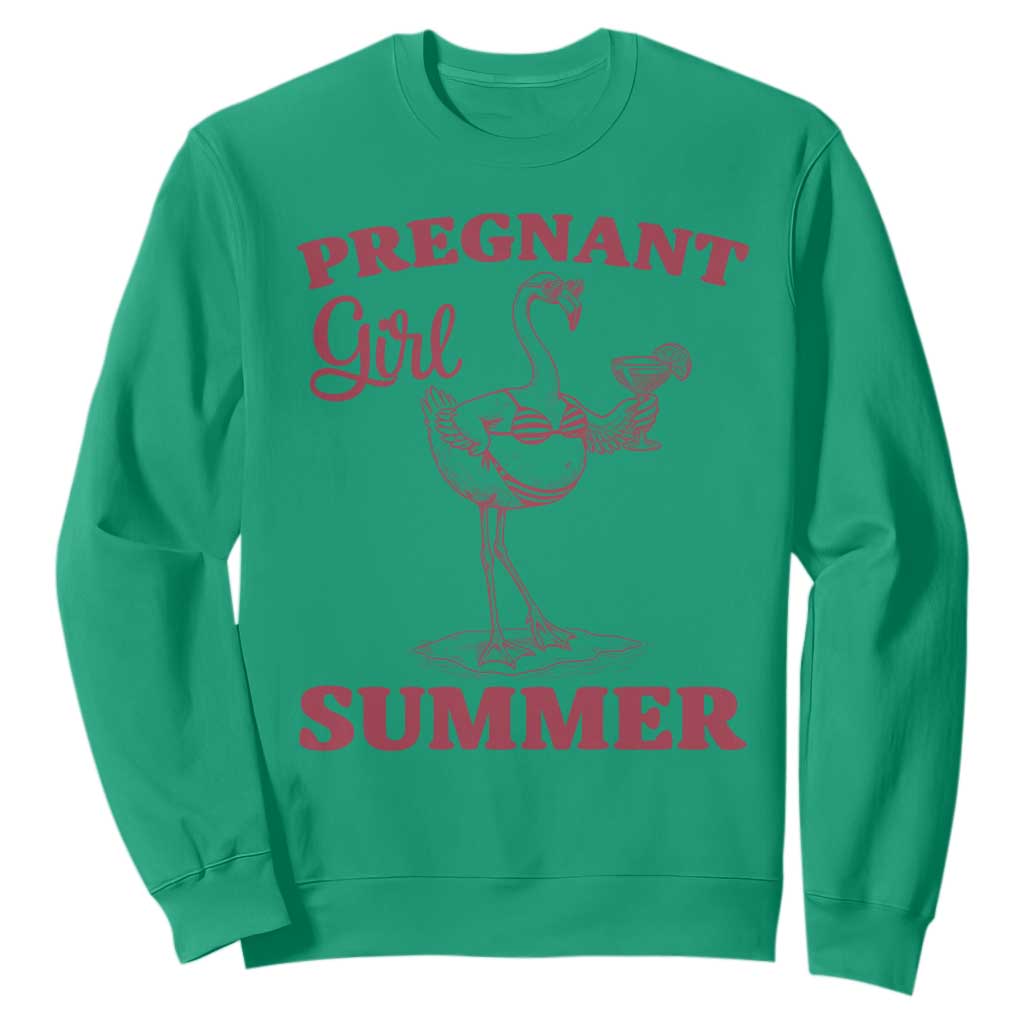Flamingo Pregnancy Announcement Sweatshirt Summer Beach Mom To Be Gift TS12 Irish Green Print Your Wear