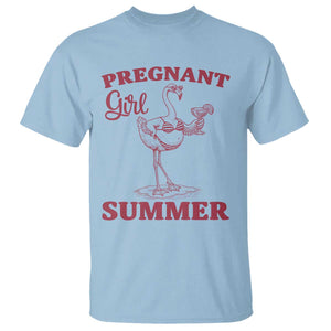 Flamingo Pregnancy Announcement T Shirt Summer Beach Mom To Be Gift TS12 Light Blue Print Your Wear