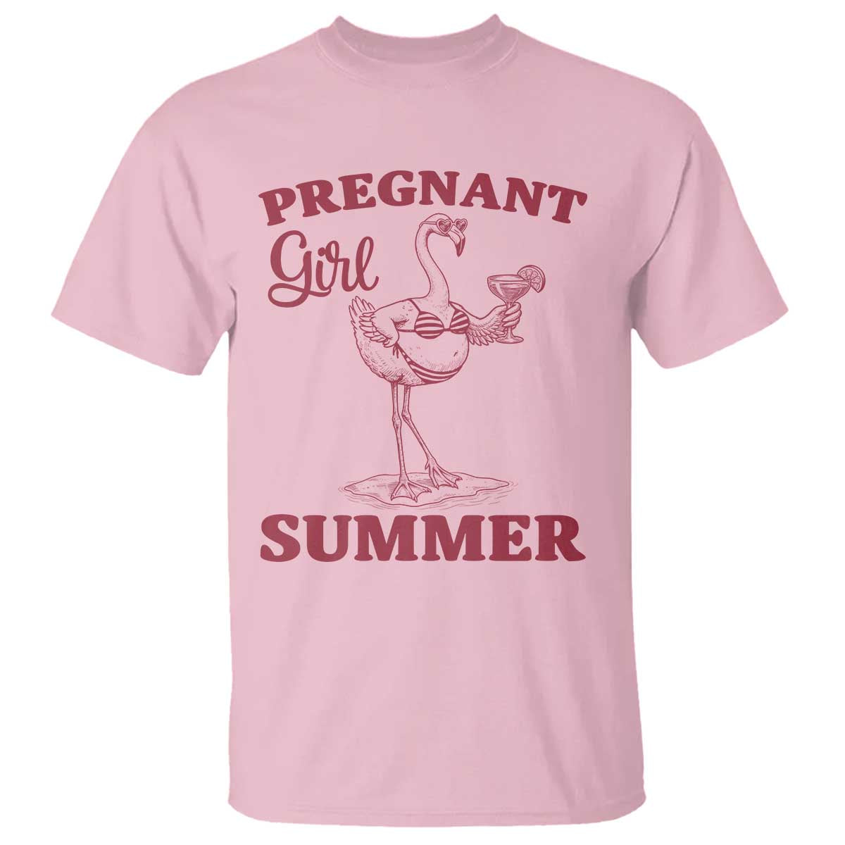 Flamingo Pregnancy Announcement T Shirt Summer Beach Mom To Be Gift TS12 Light Pink Print Your Wear