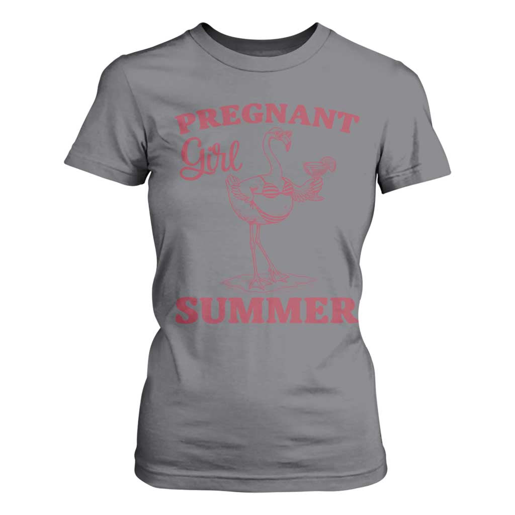 Flamingo Pregnancy Announcement T Shirt For Women Summer Beach Mom To Be Gift TS12 Charcoal Print Your Wear