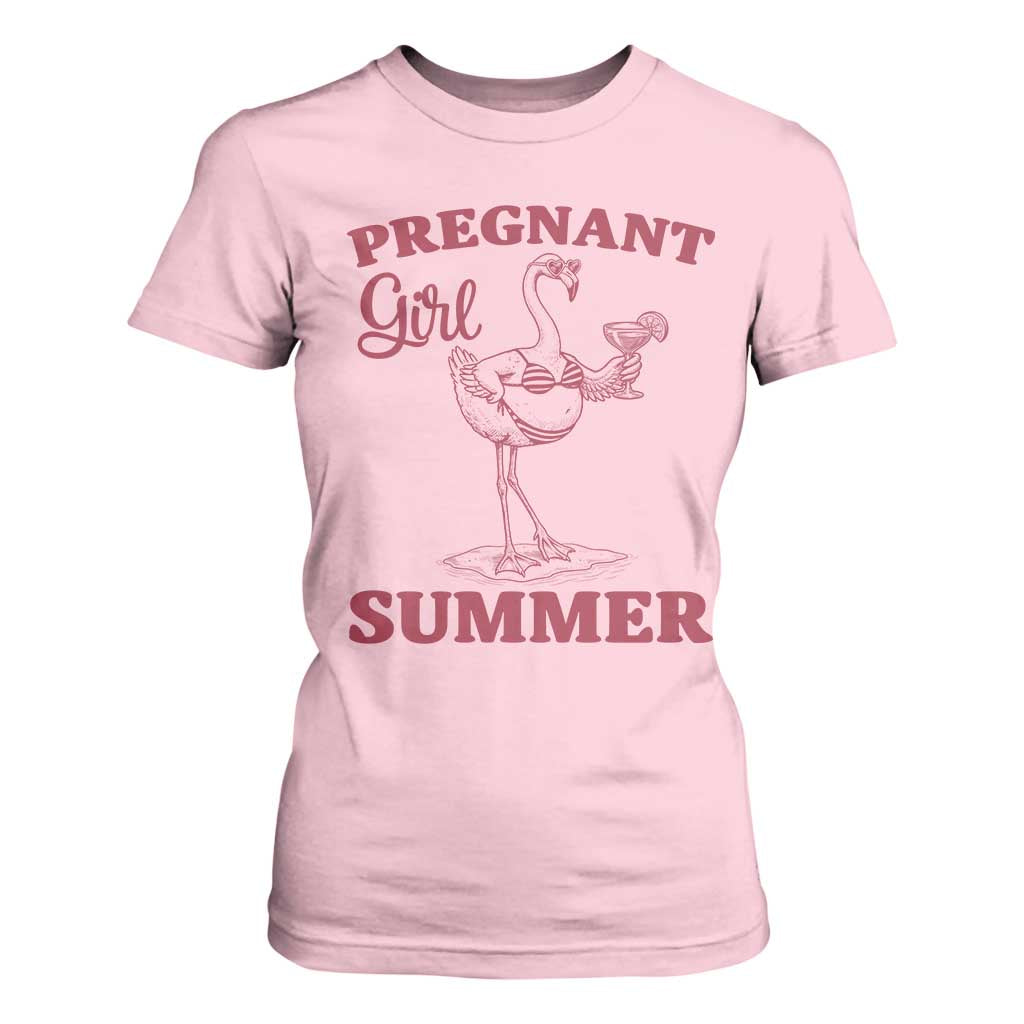 Flamingo Pregnancy Announcement T Shirt For Women Summer Beach Mom To Be Gift TS12 Light Pink Print Your Wear
