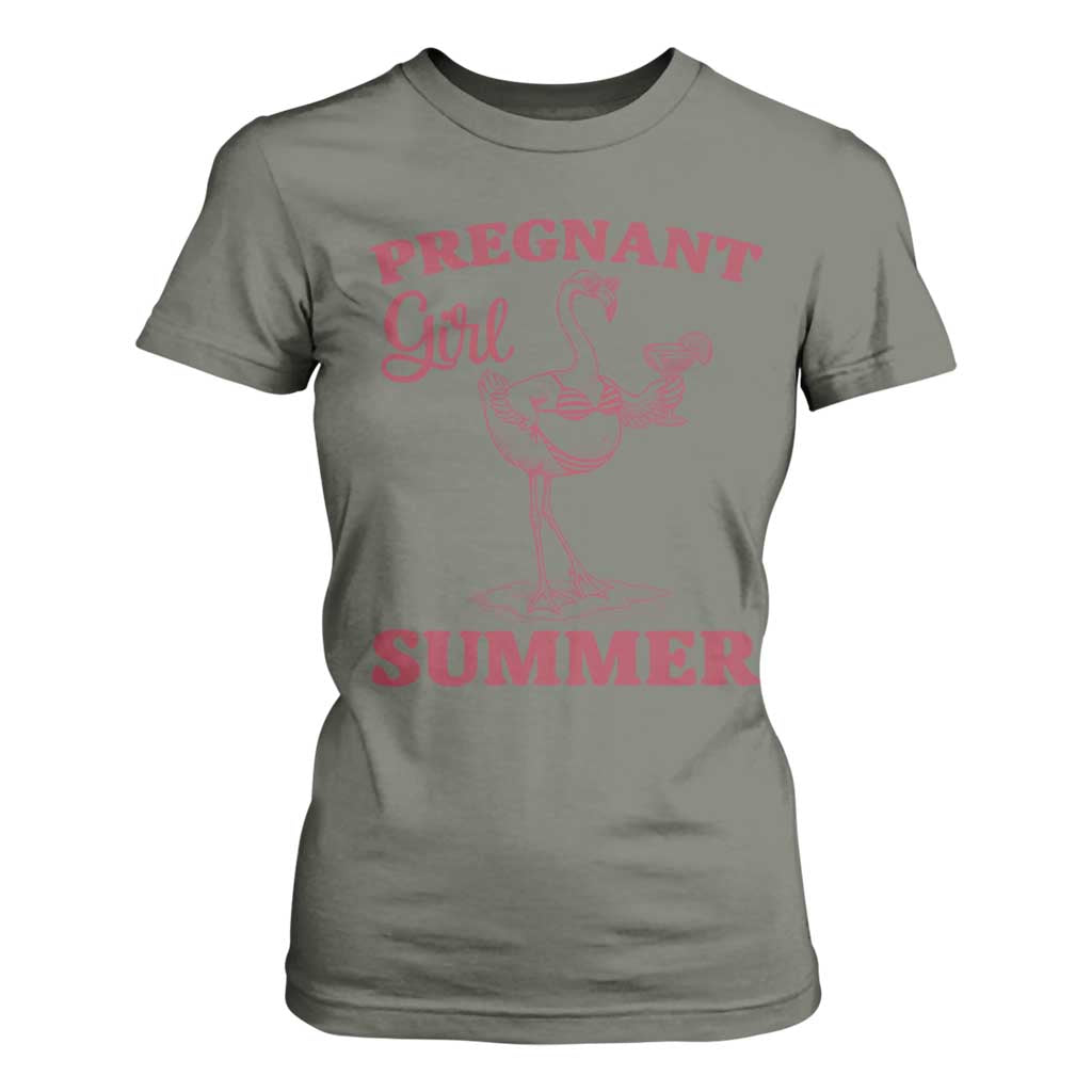 Flamingo Pregnancy Announcement T Shirt For Women Summer Beach Mom To Be Gift TS12 Military Green Print Your Wear