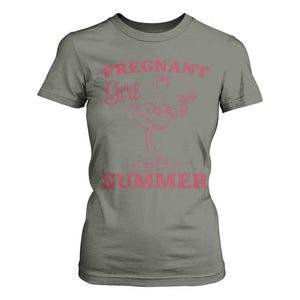 Flamingo Pregnancy Announcement T Shirt For Women Summer Beach Mom To Be Gift TS12 Military Green Print Your Wear