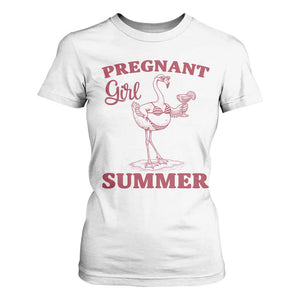 Flamingo Pregnancy Announcement T Shirt For Women Summer Beach Mom To Be Gift TS12 White Print Your Wear