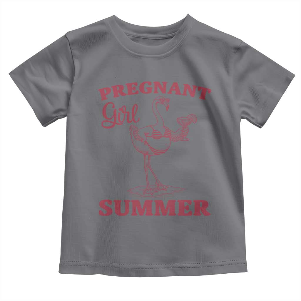 Flamingo Pregnancy Announcement Toddler T Shirt Summer Beach Mom To Be Gift TS12 Charcoal Print Your Wear